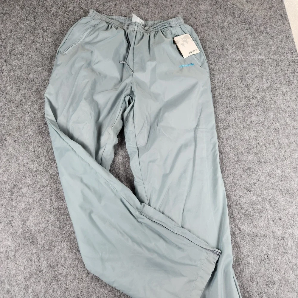 VTG NWT 80s 90 Adidas One World Track Pants Men L Blue Trefoil Nylon Windbreaker